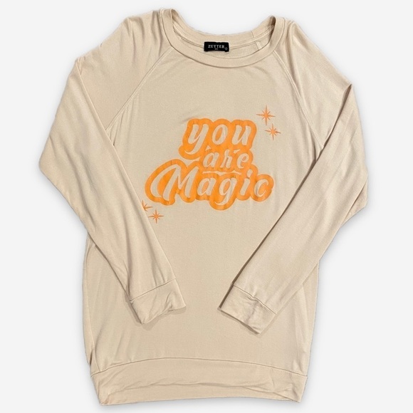 Zutter | Graphic Long Sleeve Top Beige Orange Size Small - Picture 6 of 6